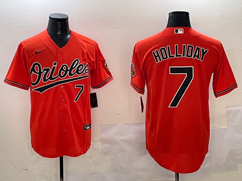 Youth Baltimore Orioles #7 Holliday Orange Game 2025 Nike MLB Jersey style 2